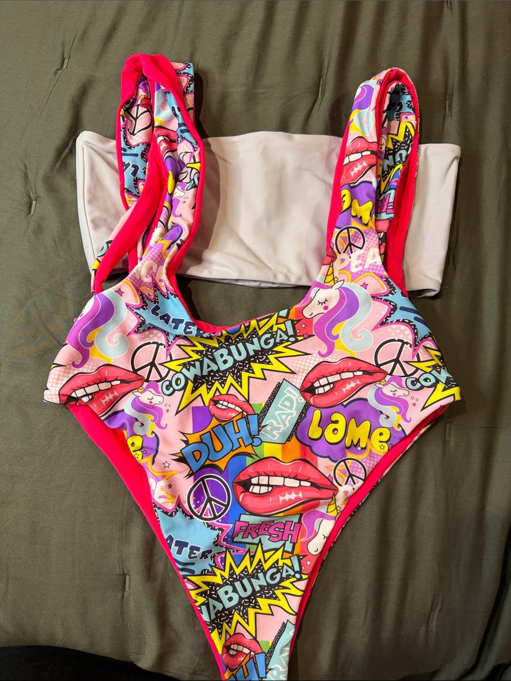 moana bikini Bright Pink Pop-Art Graphic Two-Piece Bikini